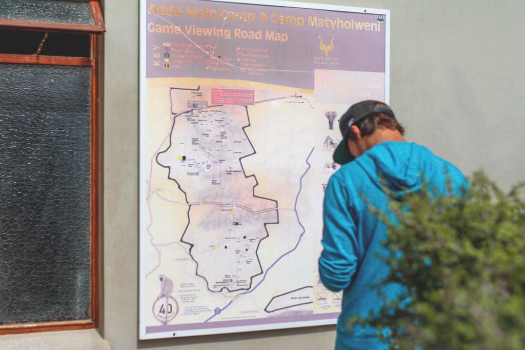 Mapa del Addo Elephant Park en Sudáfrica