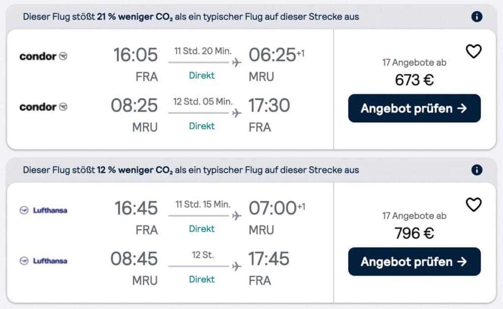 Vuelos directos a Mauricio con Condor