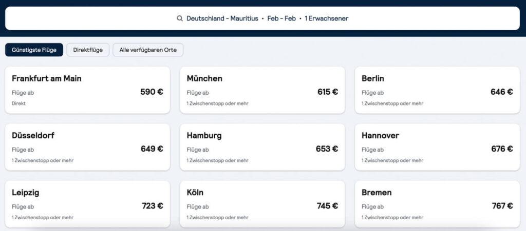 Günstige Flüge buchen Mauritius