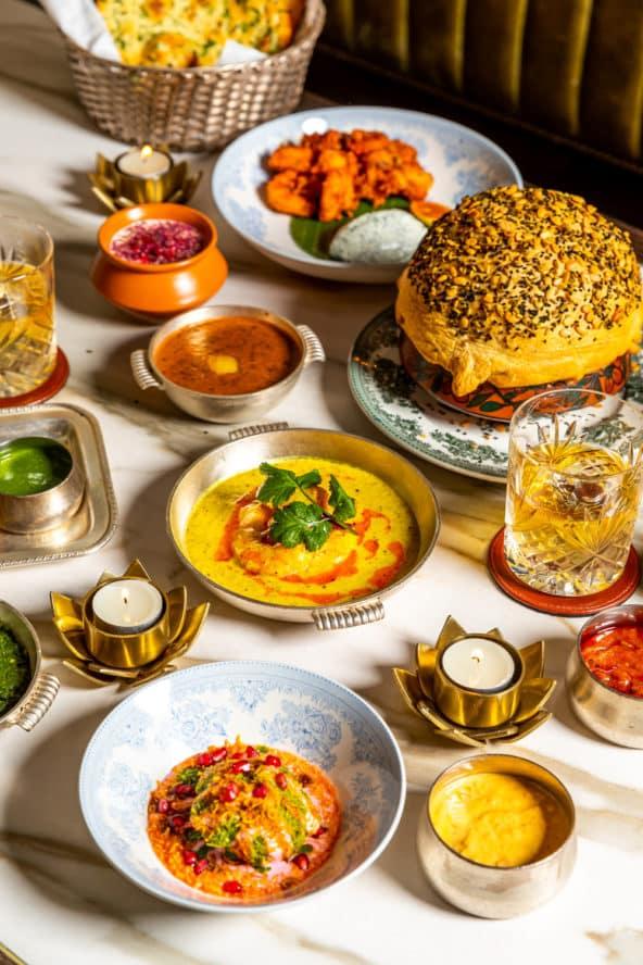 A delicious spread of food served for Diwali at Gymkhana in Central London