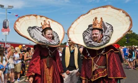 Oyster King and Queen in parade at the Whitstable Oyster Festival.