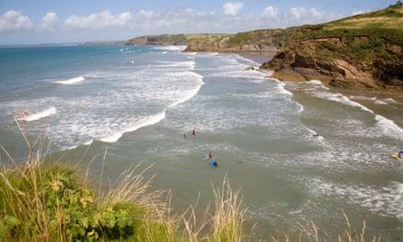 Good conditions for bodyboarding at Little Haven.