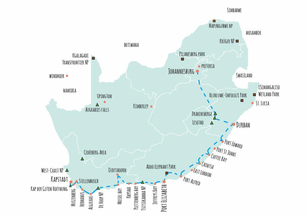 Recorrido por Sudáfrica - Con el coche de alquiler por el país